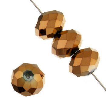 50 4x6mm Faceted Metallic Copper Bronze Chinese Crystal Donut Beads
