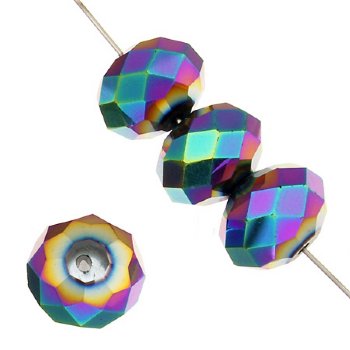 50 4x6mm Faceted Metallic Vitrail Chinese Crystal Donut Beads
