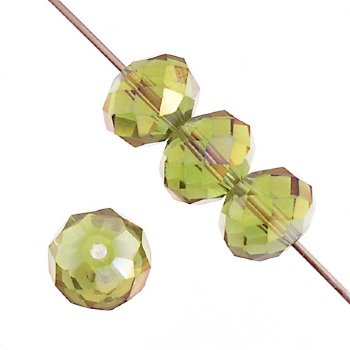 26 8x10mm Faceted Olive AB Chinese Crystal Donut Beads