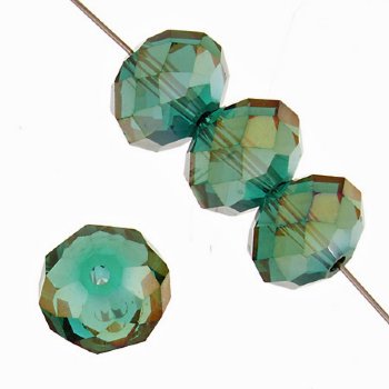 26 8x10mm Faceted Teal AB Chinese Crystal Donut Beads