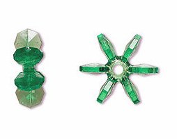 100, 5x14mm Acrylic Transparent Green Paddle Wheel Beads