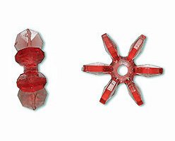 100, 5x14mm Acrylic Transparent Red Paddle Wheel Beads