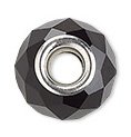 1 8x14mm Faceted Large Hole Jet Glass Bead