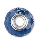 1  8x14mm Faceted Pandora Style Sapphire Glass Bead