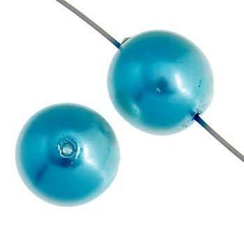 20 12mm Aqua Glass Pearl Beads