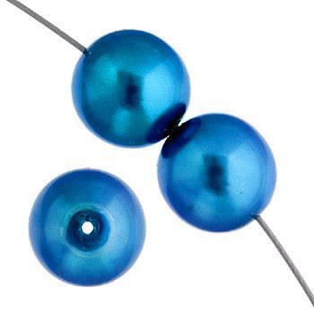 20 12mm Blue Glass Pearl Beads