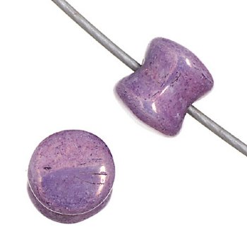 44 4x6mm Opaque White Lilac Lustre Glass Pellet Beads