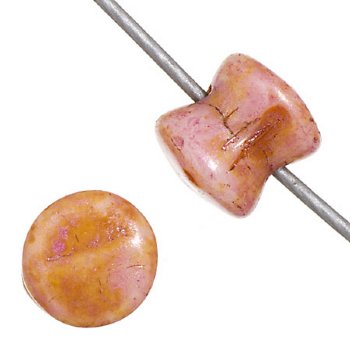 44 4x6mm Pink Alabaster Lustre Glass Pellet Beads