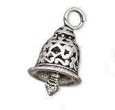 1, 16.5x12mm Filigrae Cut Antique Silver Bell Charm / Pendant