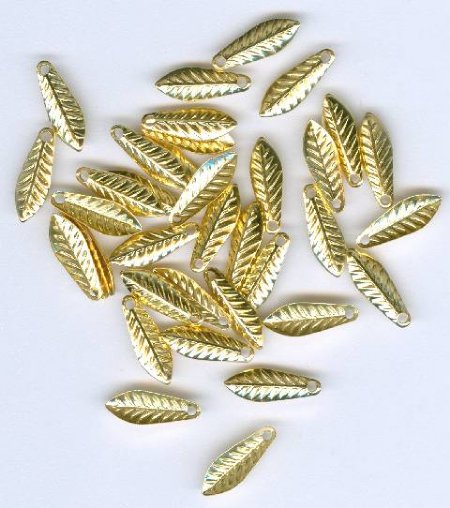 36 11.5x4mm Gold Plated Leaf Pendants