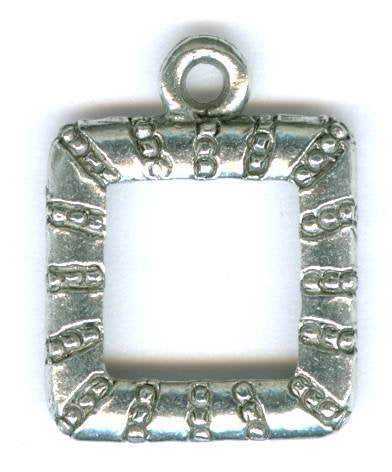1 13mm Antique Silver Square Photo Frame Pendant