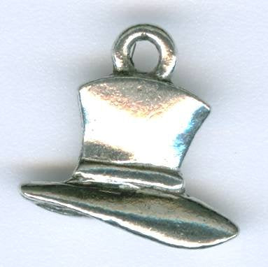 1 13x14mm Antique Silver Top Hat Pendant