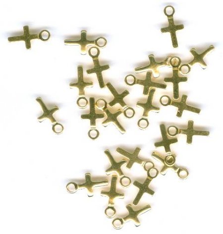 10, 5.5x4mm Gold Plated Mini Crosses