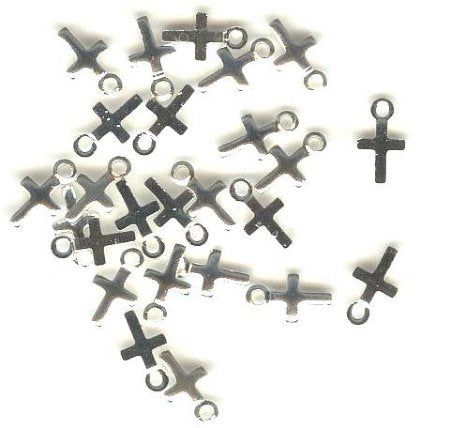 25 13x5mm Silver Plate Mini Crosses