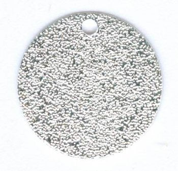 1 14mm Bright Silver Stardust Textured Round Pendant
