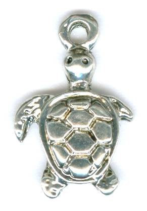 1 15x10mm Small Antique Silver Turtle Pendant