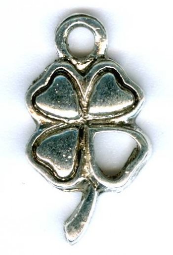 1 16x11mm Antique Silver Four Leaf Clover / Shamrock Pendant