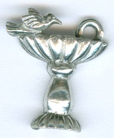 1 16x15mm Antique Silver Birdbath Pendant