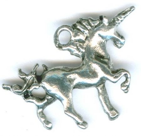 1 16x20mm Antique Silver Unicorn Pendant