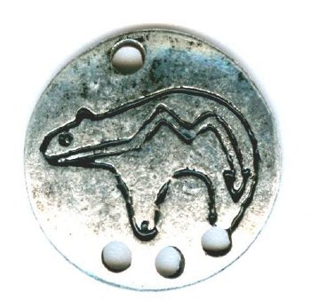 1 17mm Antique Silver Native Bear Shield Pendant with 3 Holes