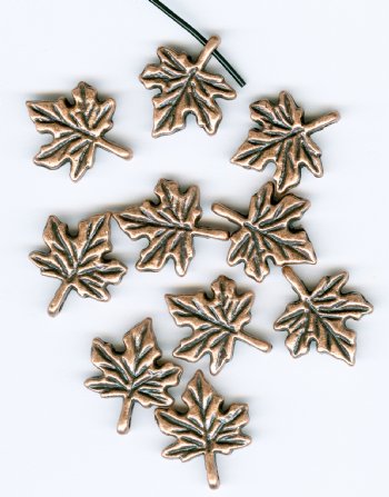10 17x13mm Antique Copper Single Sided Maple Leaf Pendants