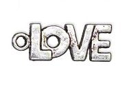1, 17x8mm Antique Silver Love Pendant