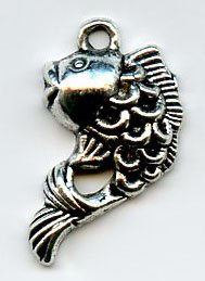 1 18x12mm Antique Silver Koi Fish Pendant