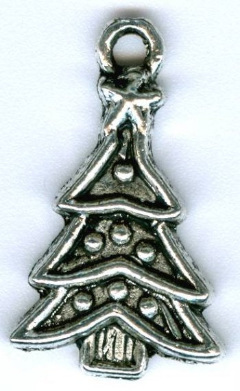 1 19x14mm Antique Silver Christmas Tree Pendant