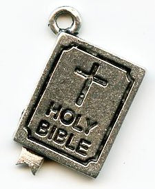 1 20x12mm Antique Silver Holy Bible Pendant