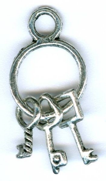 1 20x12mm Antique Silver 3-Key Pendant