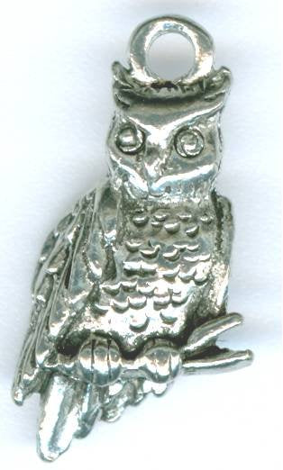 1 21x12mm Antique Silver Owl Pendant