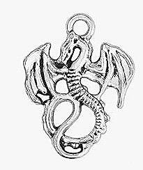 1, 21x16mm Antique Silver Flying Dragon Pendant