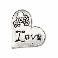 1 21x18mm Antique Silver Love Heart Pendant