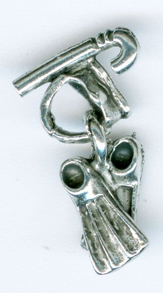 1 22x8mm Antique Silver Snorkel, Goggles and Flippers Pendant