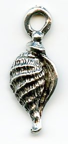 1 22x9mm Antique Silver Spindle Shell Pendant