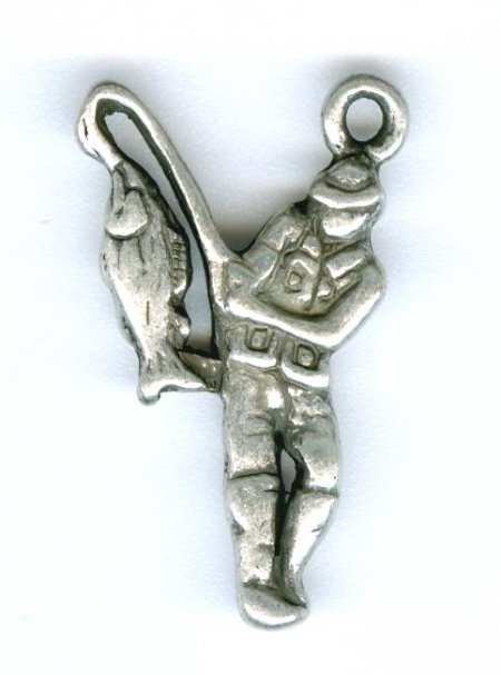 1 23x13mm Antique Silver Fisherman Pendant
