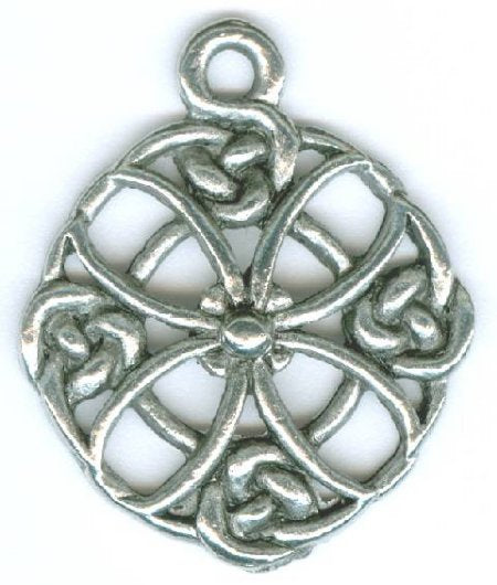 1 24mm Antique Silver Celtic Round Knotted Cross Pendant
