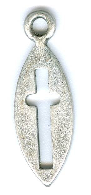 1 24x8mm Antique Silver Oval Cross Pendant