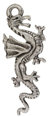 1 29x10mm Antique Silver Dragon Pendant