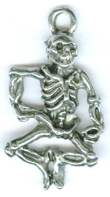 1 24x14mm Antique Silver Dancing Skeleton Pendant