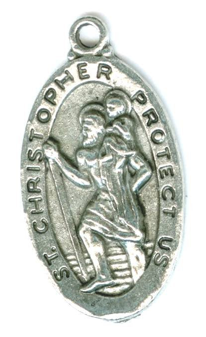 1 26x14mm Antique Silver St. Christopher Medal