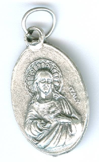 1 26x14mm Antique Silver Guardian Angel & Sacred Heart Medals