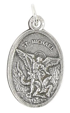 1 26x14mm Antique Silver St. Michael & Guardian Angel Medal