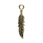 1 26x6mm Antique Gold Feather Pendant