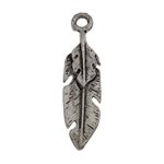 1 27x8mm Antique Silver Double Feather Pendant