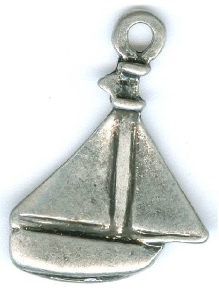 1 29x21mm Antique Silver Sailboat Pendant