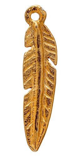 1 30mm Bright Gold Feather Pendant
