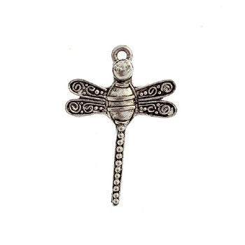 1, 30x21mm Large Antique Silver Dragonfly Pendant