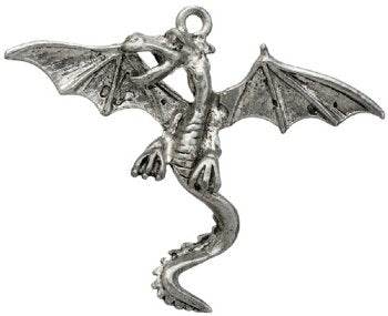 1 40x43mm Antique Silver Flying Dragon Pendant