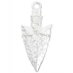 1, 35x15mm Bright Silver Arrowhead Pendant